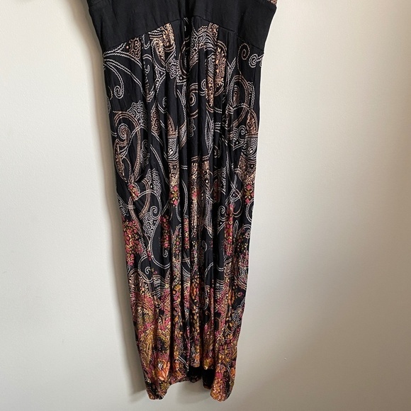 Le Chateau Short Sleeve Maxi Dress Black Boho Print Size XXS - Picture 4 of 11